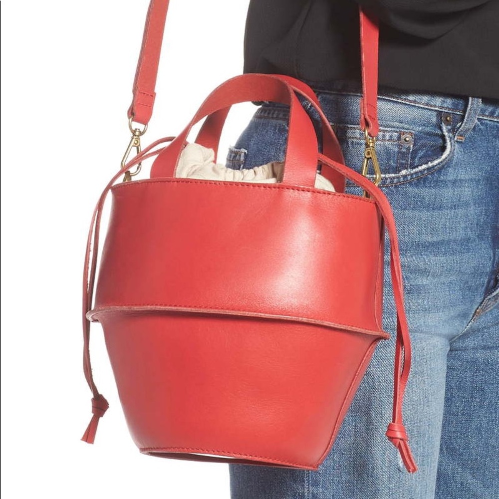 Madewell Red Leather Austin Crossbody Bag Purse